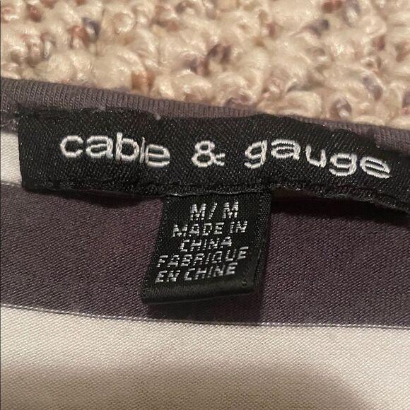 Cable & Gauge Black and White Striped Tie-Front Tee - Picture 2 of 3